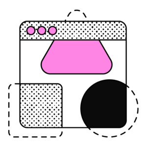 Abstract illustration of a triangle, square, and circle each with dotted outlines with an application window overlaying them. The shapes can be seen in a sharp and clear form through the application window.