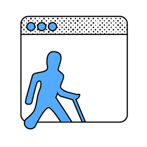 A blind person entering the web