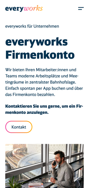 Screenshot of the everyworks website, describing how company accounts work